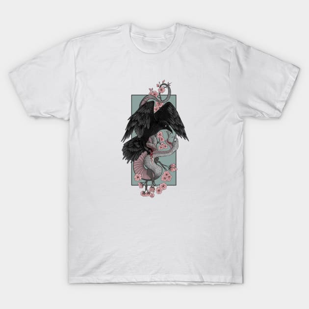 Crow and snake T-Shirt by Jess Adams